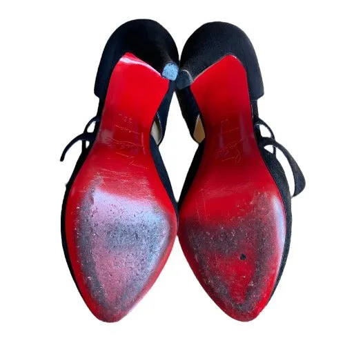 CHRISTIAN LOUBOUTIN Citoyenne Black Suede Criss Cross Pumps, Size 36