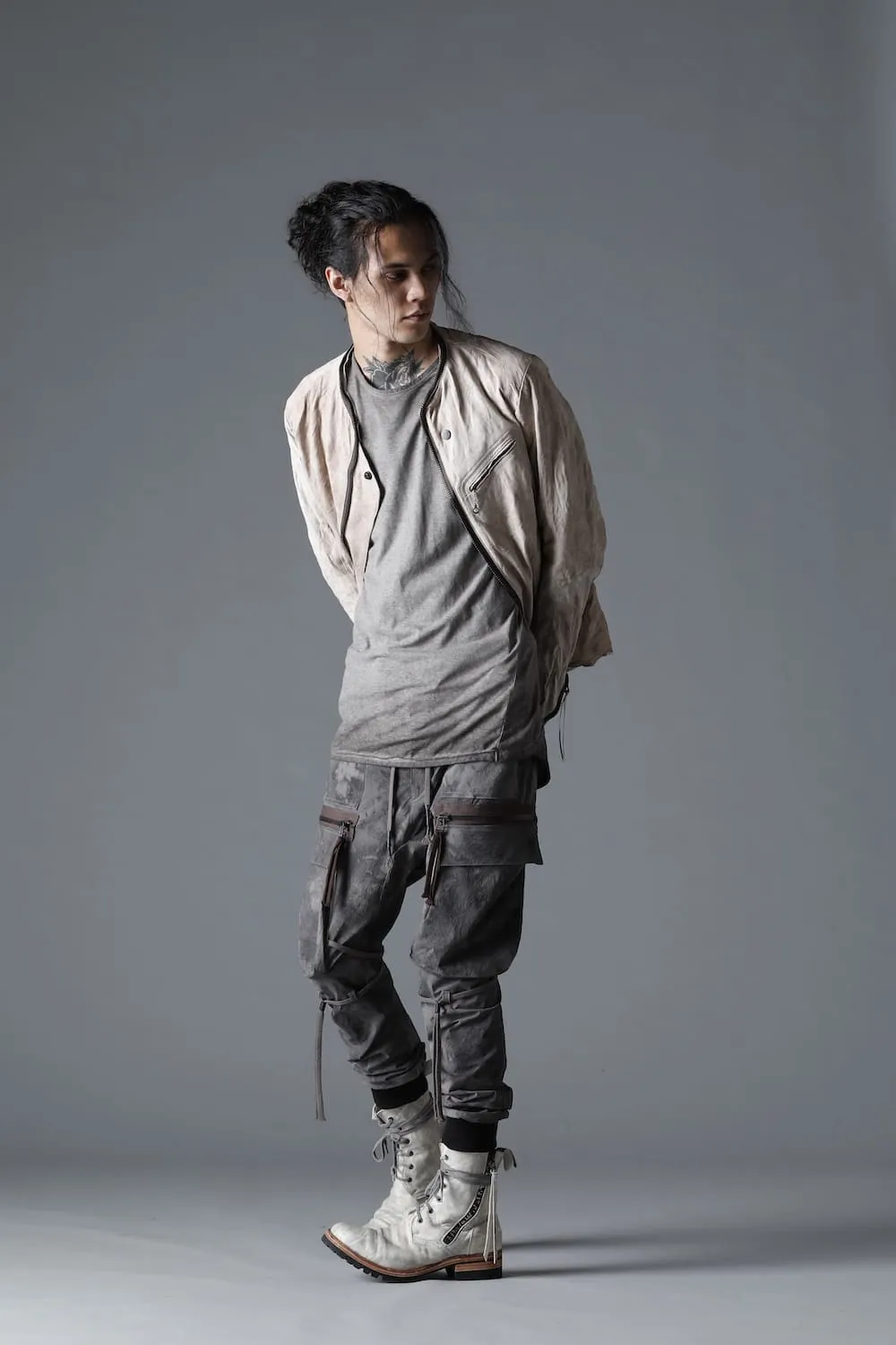 Horse Leathe Lace Up Boots Dusty White
