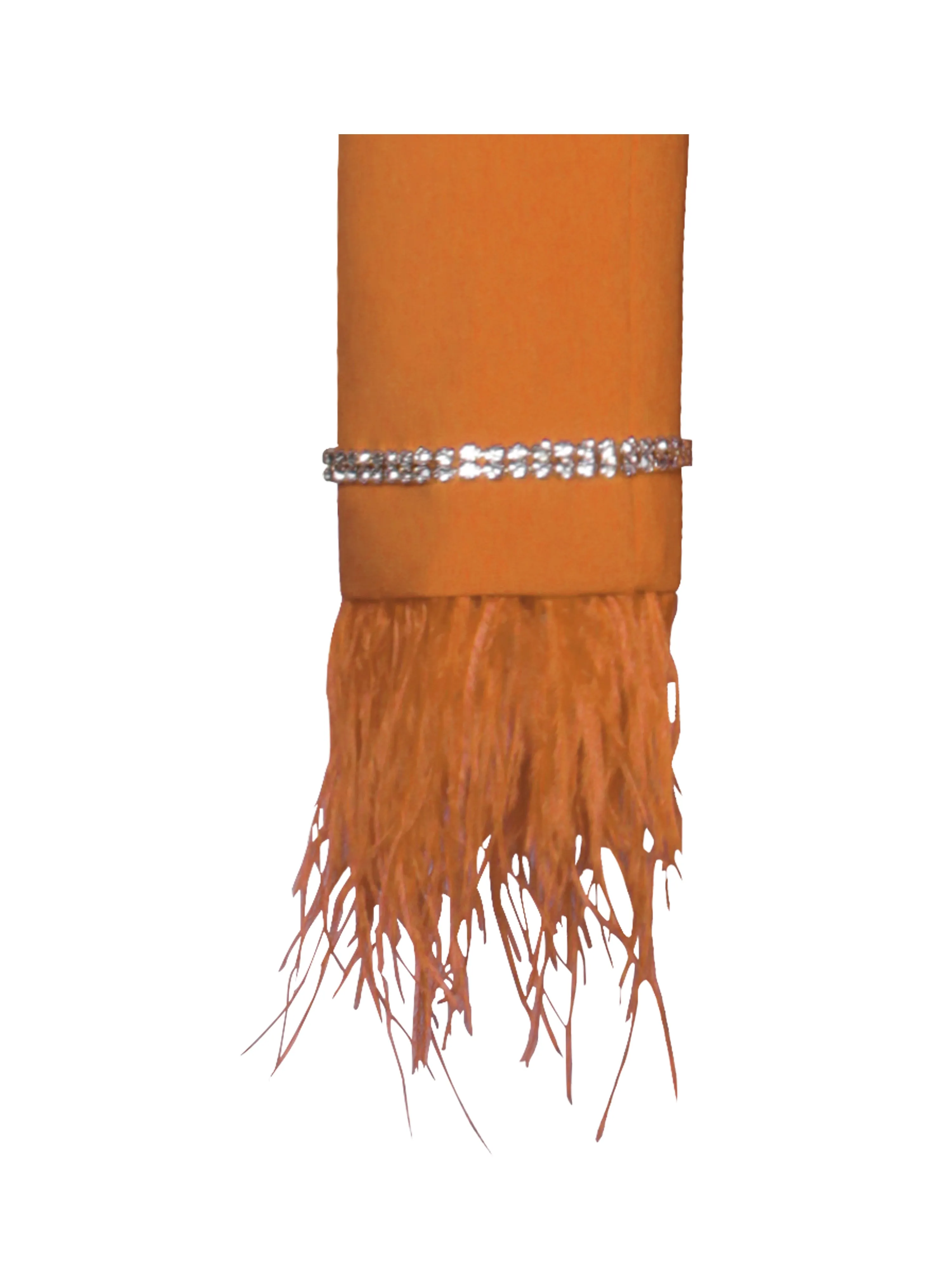 Quilla Orange Feather Crystal Graceful Sleeve Backless Blazer Dress